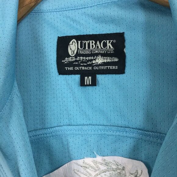Outback Trading Company Full Zip Jacket Equestrian Blue Horse Design Sz Medium - Picture 7 of 12